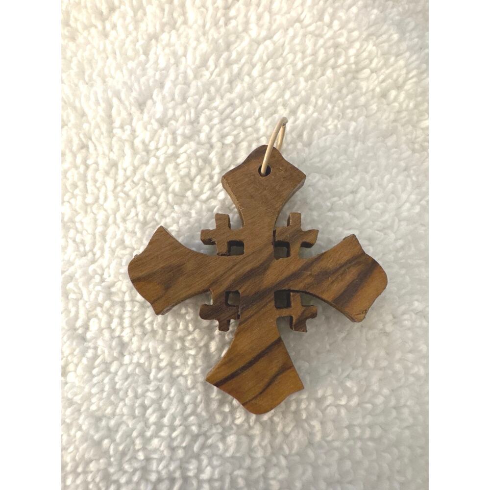 Jerusalem Cross Pendant Olive Wood